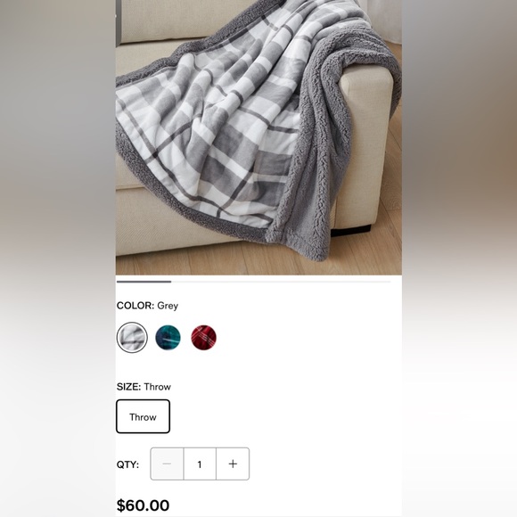 Plaid Plush Reversible Sherpa Throw - Picture 2 of 10
